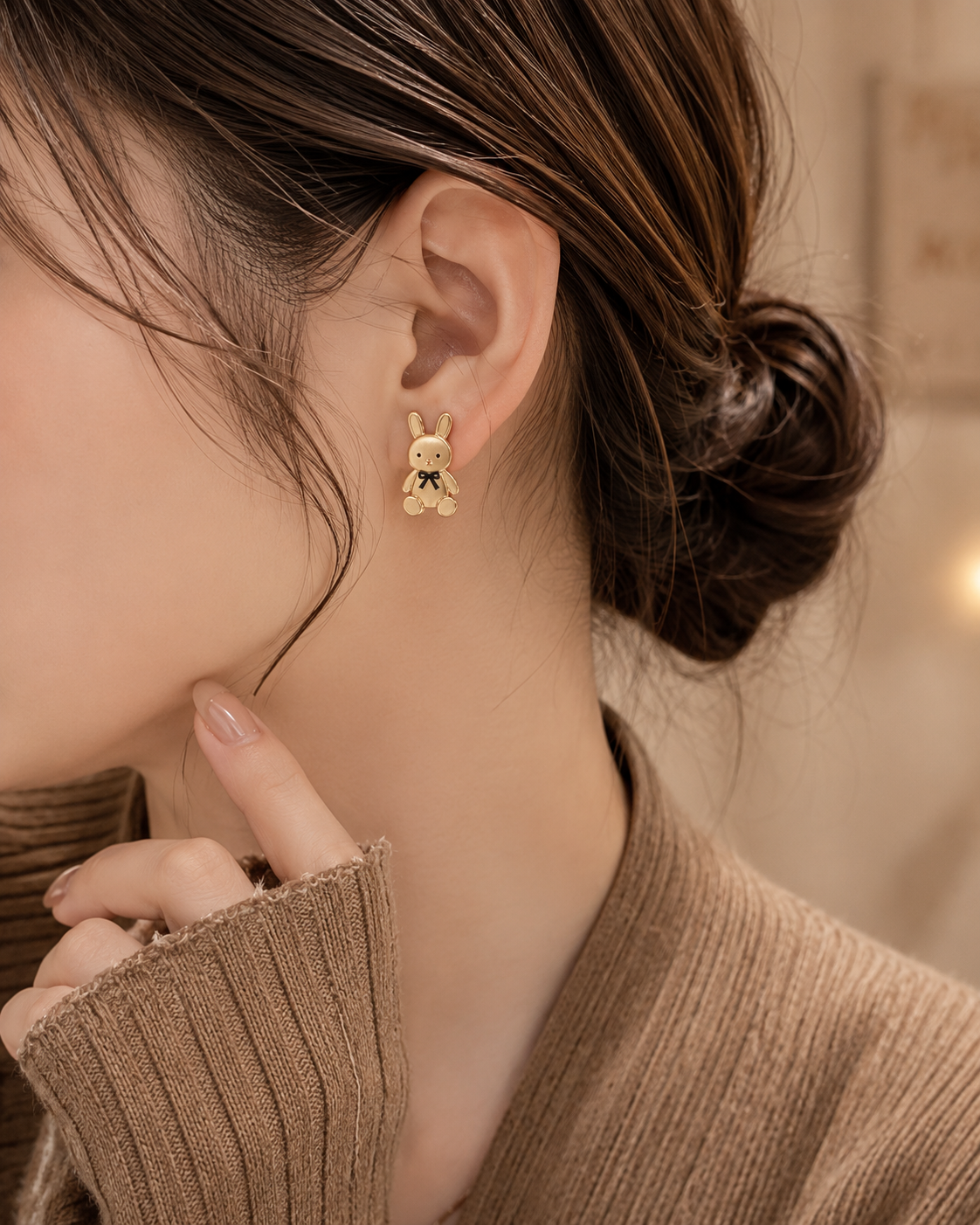 CuddleCharm Teddy Stud Earrings