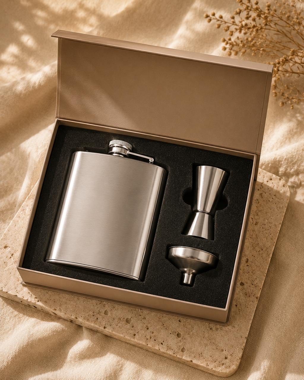 Silver Crest Flask Set