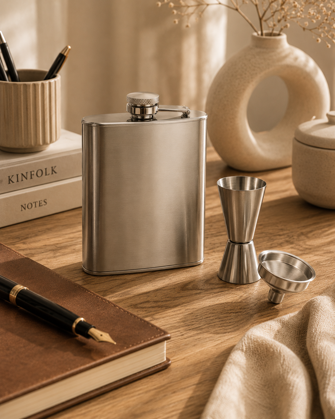 Silver Crest Flask Set