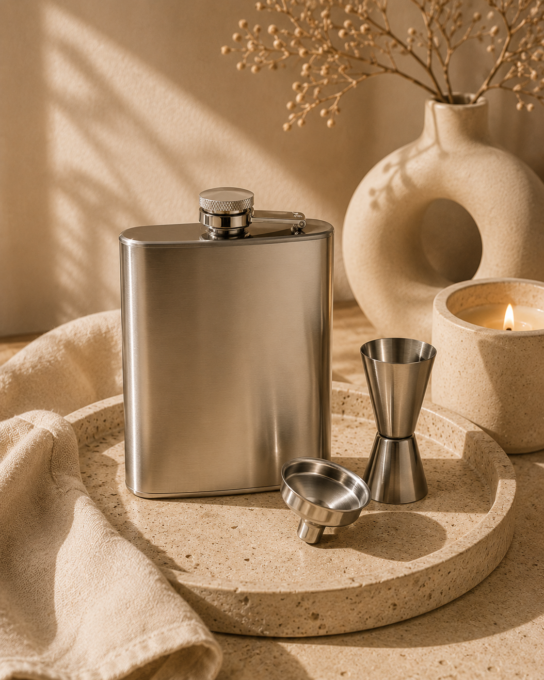 Silver Crest Flask Set