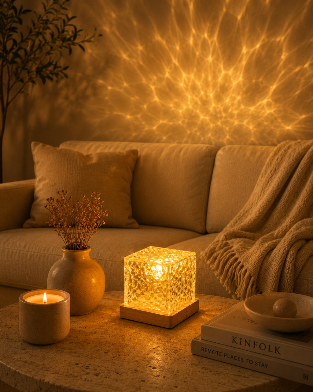 AuraFlame Crystal Lamp